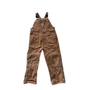 Carhartt Toddler Brown Washed Canvas Duck Bib Overalls Size 4T